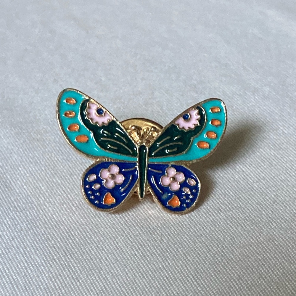 Colorful Teal Butterfly Brooch Pin